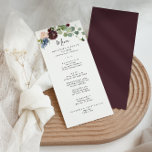 Dîner floral et verdoyant de Bourgogne<br><div class="desc">Cette carte de menu pour dîner aux couleurs bordeaux et verdoyantes est parfaite pour un mariage d'hiver. L'élégant design boho comprend des fleurs couleur marine, rose vif et des fleurs à l'ombre du vin avec des détails artistiques au crayon. Ce menu peut être utilisé pour une réception de mariage, un...</div>
