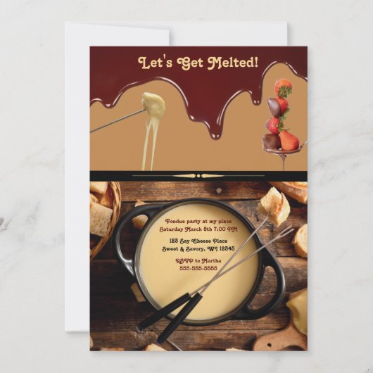 Dîner Fondue Invitation pour les gourmands Unique (Devant)