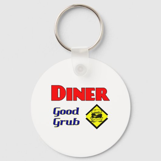 Diner Good Grub Hamburger Restaurant Art Sleutelhanger (Voorkant)