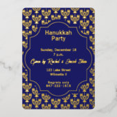 diner Hanukkah menorah Folie Uitnodiging (Voorkant)