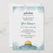 Dîner Iftar invitation ramadan aquarelle bleu (Devant)