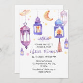 Dîner Iftar invitation ramadan aquarelle lenter (Devant / Derrière)