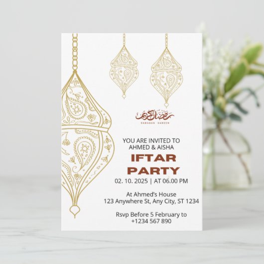 Dîner Iftar invitation ramadan avec lentern (Debout devant)