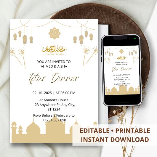 Dîner Iftar invitation ramadan avec lentern