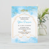 Dîner Iftar invitation ramadan bleu aquarelle (Debout devant)