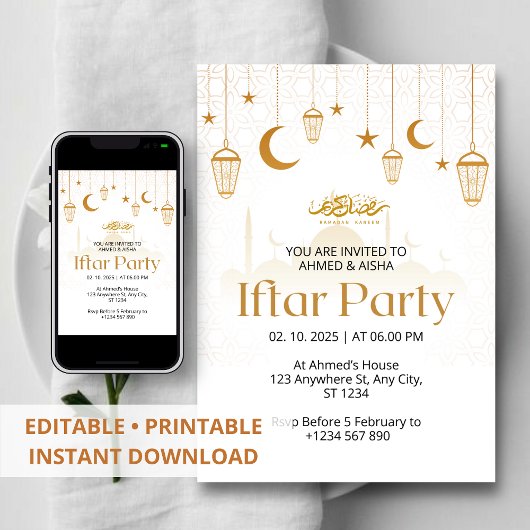 Dîner Iftar invitation ramadan lenterie et mosquée