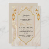 Dîner Iftar invitation ramadan marbre or (Devant / Derrière)