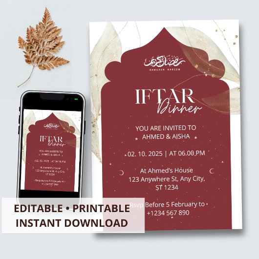 Dîner Iftar invitation ramadan mosquée brune