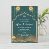 Dîner Iftar invitation ramadan or vert (Debout devant)