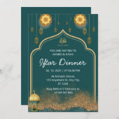 Dîner Iftar invitation ramadan or vert (Devant / Derrière)