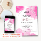 Dîner Iftar invitation ramadan rose aquarelle