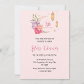 Dîner Iftar invitation ramadan rose avec la lune (Devant)