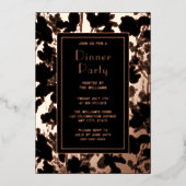 Dîner Invitation Artiste Noir Élégant Floral (Recto)