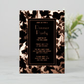 Dîner Invitation Artiste Noir Élégant Floral (Debout devant)