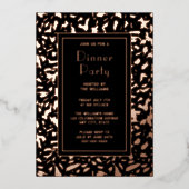 Dîner Invitation Artiste Noir Élégant Rose (Recto)