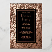 Dîner Invitation Botanique Noir Élégant Rose (Recto)