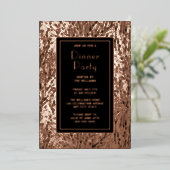 Dîner Invitation Botanique Noir Élégant Rose (Debout devant)