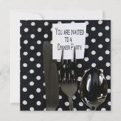 dîner invitation sur argenterie noire (Devant)