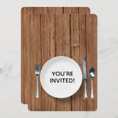 Dîner Invitation Sur Bois De Chêne (Devant / Derrière)
