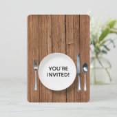 Dîner Invitation Sur Bois De Chêne (Debout devant)