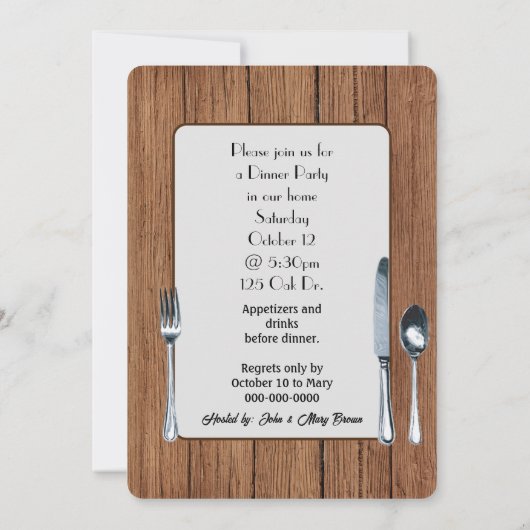 Dîner Invitation Sur Bois De Chêne (Dos)