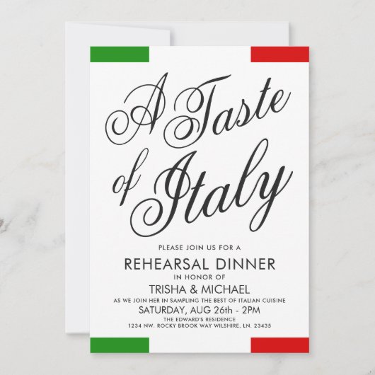 Dîner Italien À Thème | Invitation du dîner de rép (Devant)