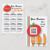 Diner italien de calendrier de carte de visite (Devant / Derrière)