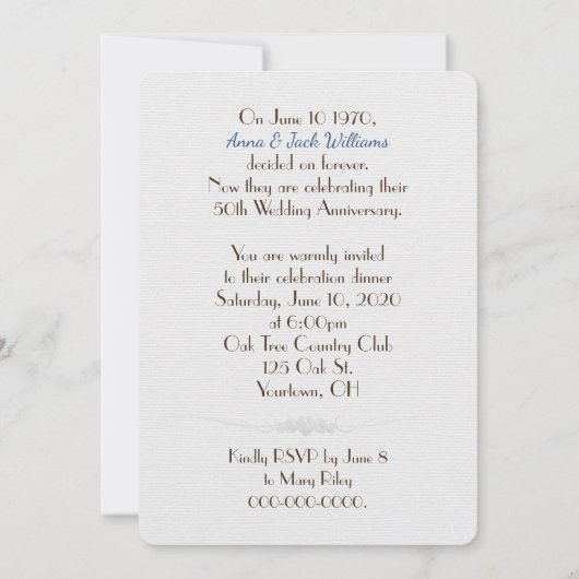 diner Jubileum nodigt daisy design uit Kaart (Achterkant)