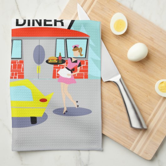 Diner Kitchen Towel uit 1950 Theedoek (Quarter Fold)
