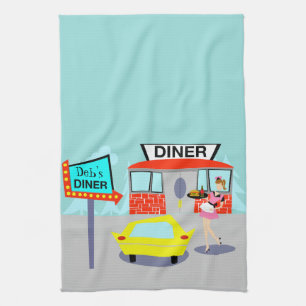 Diner Kitchen Towel uit 1950 Theedoek