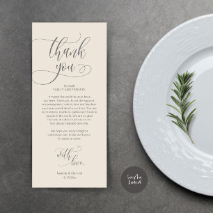 Dîner Lieu Cadre Merci, Carte Script moderne