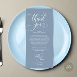 Dîner Lieu Cadre Merci, Carte Script moderne<br><div class="desc">Partagez l'amour et montrez votre appréciation à vos invités, quand ils s'assoient à leur siège et lisent cette carte de remerciement personnalisée et charmante. C'est une façon merveilleuse de commencer votre fête spéciale ! Cette carte vous donnera le ton pour un événement inoubliable. Le carte de remerciements est décoré dans...</div>