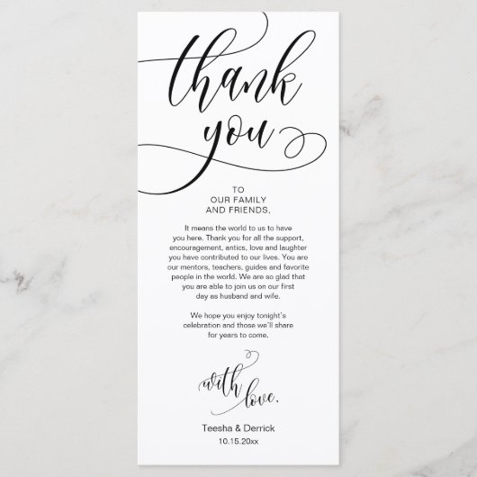 Dîner Lieu Cadre Merci, Carte Script moderne (Devant)