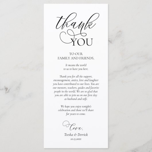 Diner Lieu Partir Merci Carte de calligraphie (Devant)