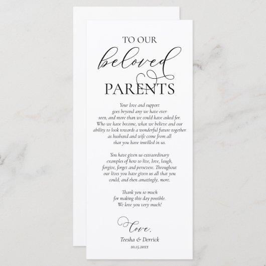 Diner Lieu Partir Merci Carte de calligraphie (Devant / Derrière)