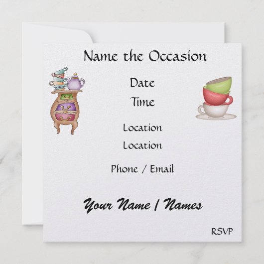 Diner / lunch / thee - SRF Kaart (Achterkant)