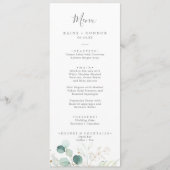 Dîner Mariage Airy Greenery and Gold Leaf Menu (Devant)