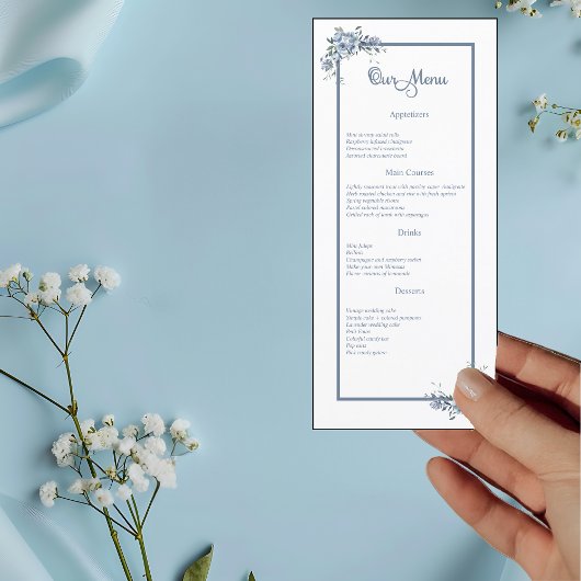 Dîner Mariage bleu bleu foncé moderne Menu