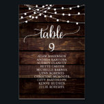 Dîner mariage, Bois Rustique - Carte des places<br><div class="desc">Dîner mariage Table d'hôtes Carte de tableau,  Script rustique moderne,  lumières à cordes,  arrière - plan en bois foncé Customiser le texte et / ou retirer et remplir avec votre mariage thème.</div>