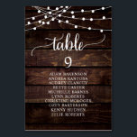 Dîner mariage, Bois Rustique - Carte des places<br><div class="desc">Dîner mariage Table d'hôtes Carte de tableau,  Script rustique moderne,  lumières à cordes,  arrière - plan en bois foncé Customiser le texte et / ou retirer et remplir avec votre mariage thème.</div>
