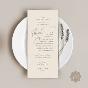 Dîner mariage Cadre Carte de remerciements moderne