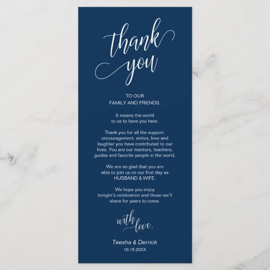 Dîner mariage, Cadre Remerciements Cartes (Devant)