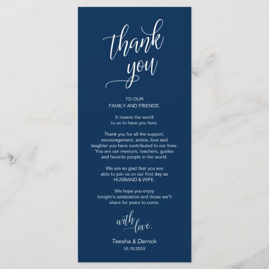Dîner mariage, Cadre Remerciements Cartes (Devant)