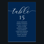 Dîner mariage, Carte de siège romantique, bleu mar<br><div class="desc">Dîner mariage Table d'hôtes Carte de tableau,  Moderne Romance thème bleu marine. Customisez le texte et / ou retirez et remplissez avec votre thème de mariage.</div>
