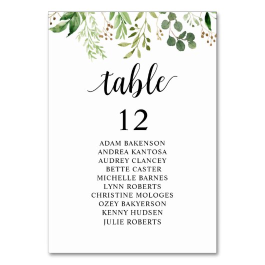 Dîner mariage, Carte De Sièges, Verdure (Par défaut)
