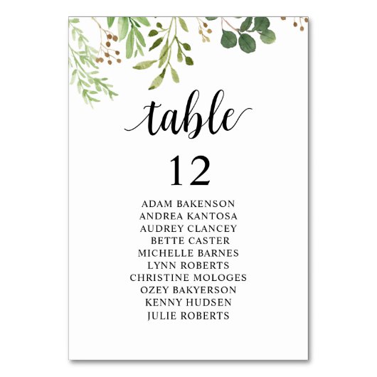 Dîner mariage, Carte De Sièges, Verdure (Par défaut)