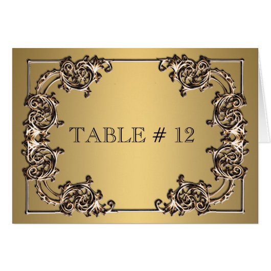 Dîner mariage en laiton or orné numéro de table (Devant Horizontal)