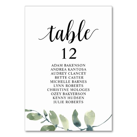 Dîner mariage, Eucalyptus Invités Carte de siège (Par défaut)