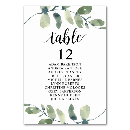 Dîner mariage, Eucalyptus Invités Carte de siège (Par défaut)