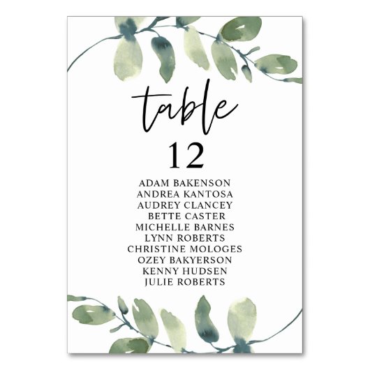 Dîner mariage, Eucalyptus Invités Sièges Carte Ta (Par défaut)